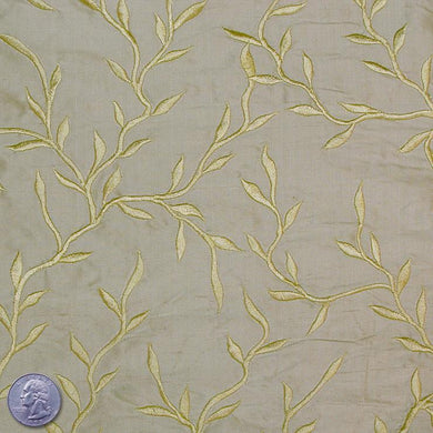Silk Embroidered Vines Shantung - 44
