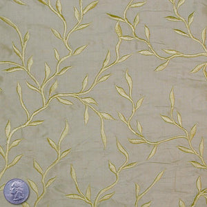 Silk Embroidered Vines Shantung - 44"