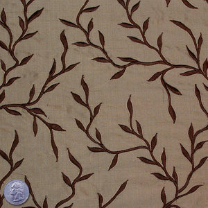 Silk Embroidered Vines Shantung - 44"