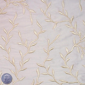 Silk Embroidered Vines Shantung - 44"