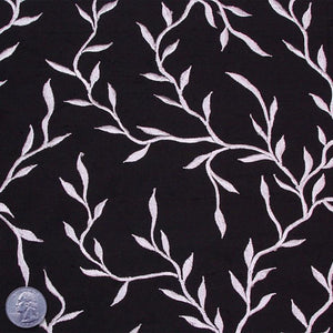 Silk Embroidered Vines Shantung - 44"
