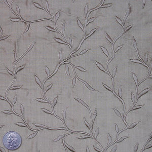 Silk Embroidered Vines Shantung - 44"