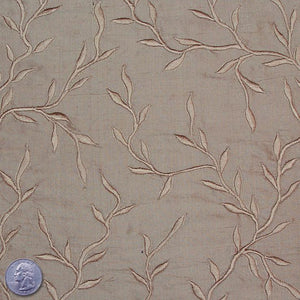 Silk Embroidered Vines Shantung - 44"