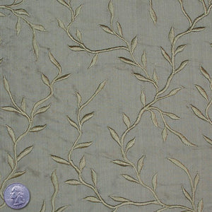 Silk Embroidered Vines Shantung - 44"