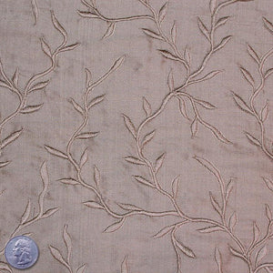 Silk Embroidered Vines Shantung - 44"