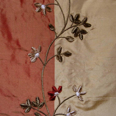 Silk Floral Embroidered Striped Taffeta