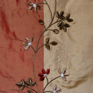 Silk Floral Embroidered Striped Taffeta