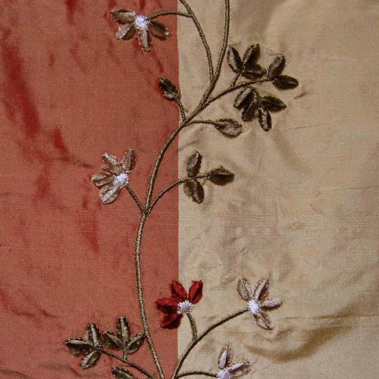 Silk Floral Embroidered Striped Taffeta