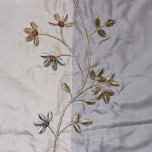 Silk Floral Embroidered Striped Taffeta
