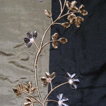 Silk Floral Embroidered Striped Taffeta