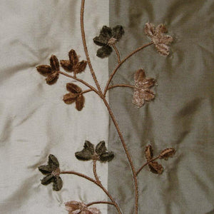 Silk Floral Embroidered Striped Taffeta