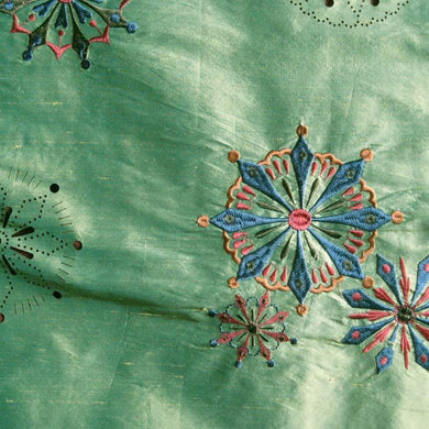 Silk Laser Cut Embroidered Shantung