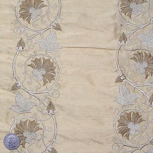 Silk Embroidered Floral Vine Shantung