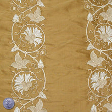 Silk Embroidered Floral Vine Shantung